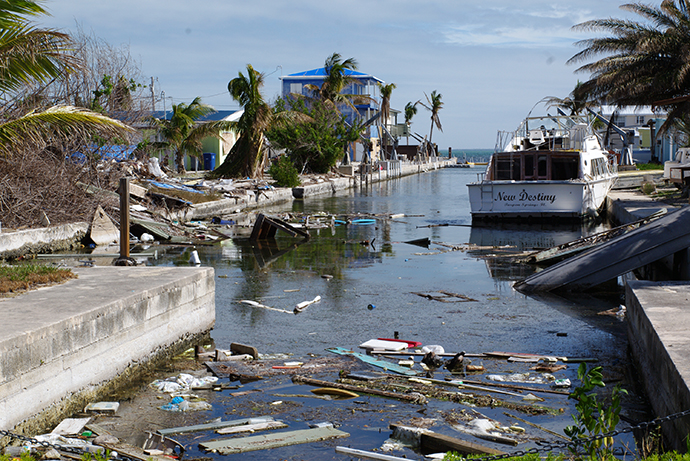 Five months after Hurricane Irma struck Florida, this canal and much of Big Pine Key remain full of debris. Photo by Gustavo Vasquez, UMNS.
