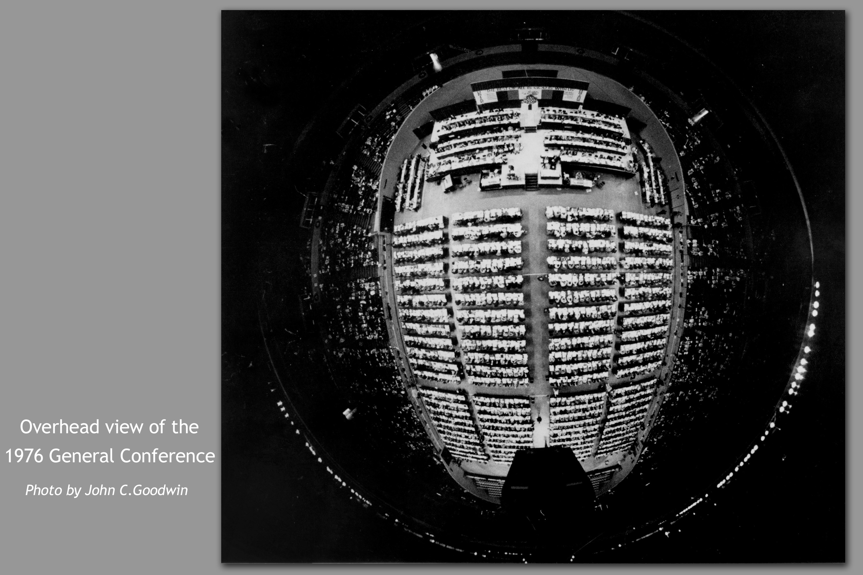 Overhead view of the 1976 General Conference. Photo by John C. Goodwin, United Methodist Board of Global Ministries.