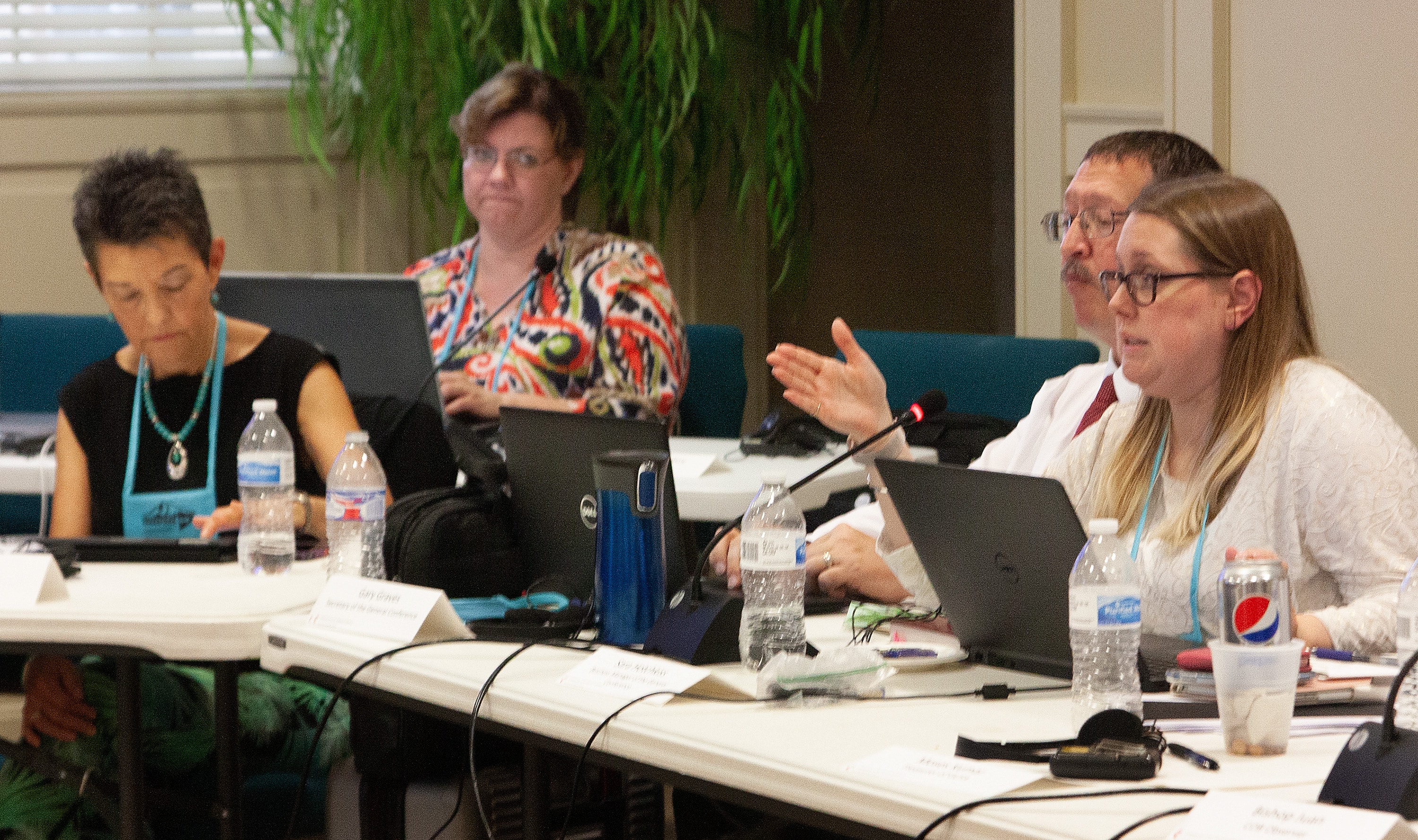 Sara Hotchkiss, General Conference business manager, speaks to the Commission on General Conference during its meeting at First United Methodist Church in Lexington, Ky. Photo by Heather Hahn, UM News.