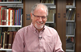 Portrait of L. Dale Patterson, archivist at Archives and History. Archived video screenshot courtesy of United Methodist Communications.