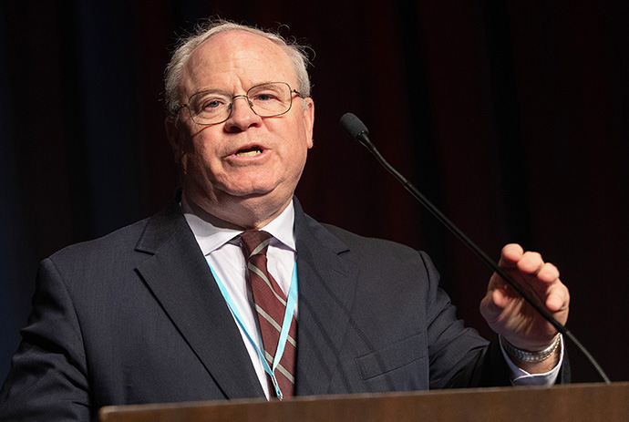 Le Révérend Keith Boyette s’adresse à la conférence préparatoire de la Conférence Générale de 2020 à Nashville, Tenn. Boyette est le président du Conseil de direction transitoire de l’Église Méthodiste Mondiale, une congrégation prévue pour les traditionalistes qui envisagent de se séparer de l’Église Méthodiste Unie. Photo d’archive de Mike DuBose, UM News.
