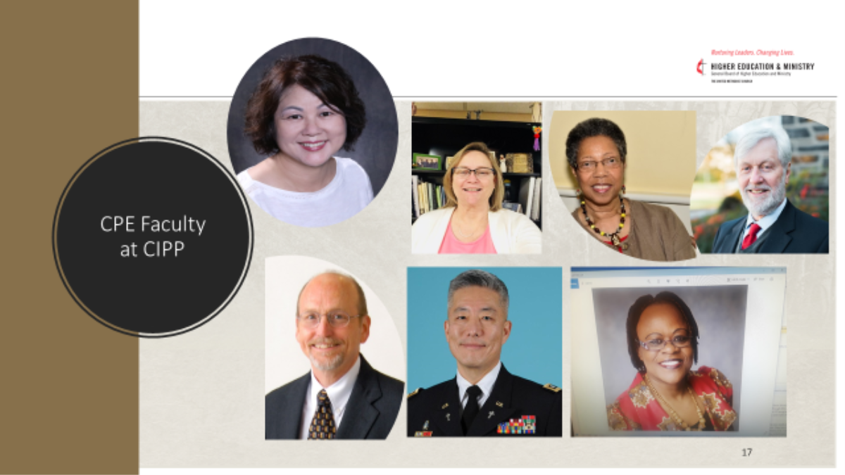 통합임상목회실습센터(Center for Integrative Pastoral Practice)에서 임상목회교육(Clinical Pastoral Education) 과정을 담당하는 교수진. 그래픽 제공, 김수미 목사, 연합감리교 고등교육사역부.