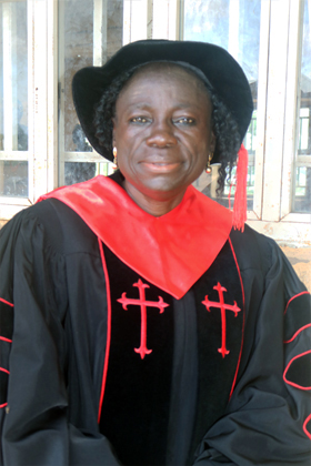 Rhoda Manzo is principal of the Ron Wilmot Comprehensive Seminary Secondary School and is credited by many with its success, including the recent graduation of its first senior class. Photo by Daniel Garba, UM News.