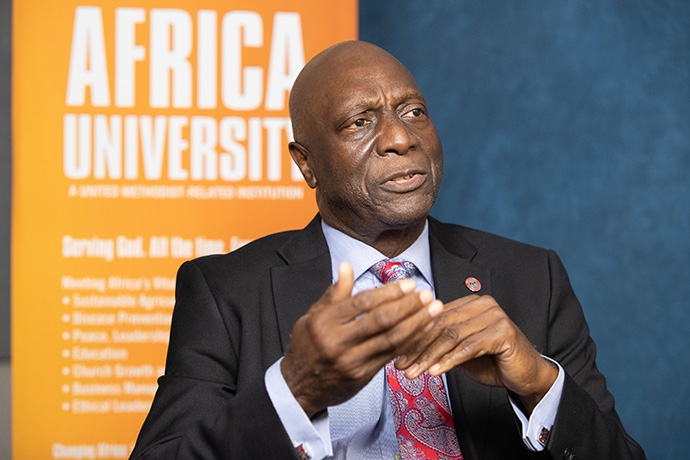James Salley speaks about his vision for Africa University, the United Methodist-related institution in Zimbabwe. Salley was recently named president and chief executive officer of Africa University (Tennessee) Inc. He continues in his role as associate vice chancellor for institutional advancement. Photo by Mike DuBose, UM News.