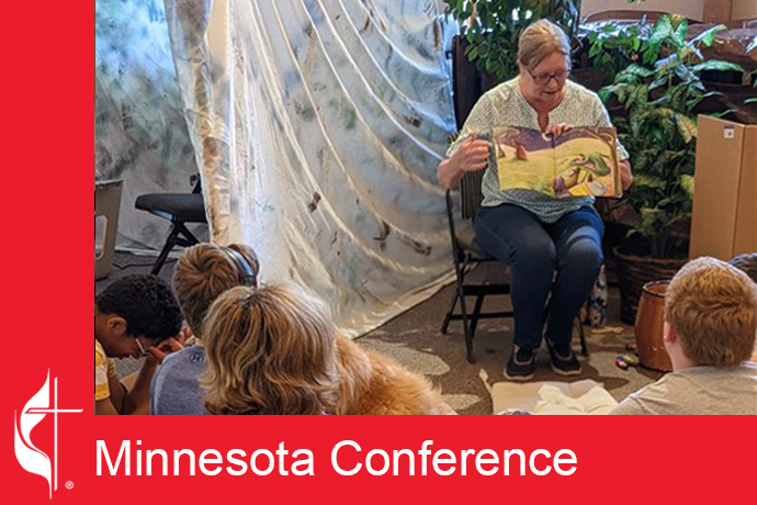 At Eden Prairie (Minnesota) United Methodist Church “Adaptive VBS,” children participate in story time and do crafts. Photos courtesy of Eden Prairie United Methodist Church.