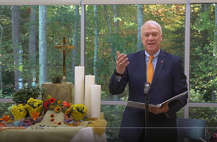 New York Conference Bishop Thomas Bickerton, Council of Bishops president, opens the special session of the Northeastern Jurisdictional Conference on Oct. 15. The jurisdictional conference met online to decide how many new bishops to elect when it and the four other jurisdictions hold bishop elections across the U.S., starting Nov. 2. Screengrab courtesy of the Greater New Jersey Conference via YouTube by UM News.