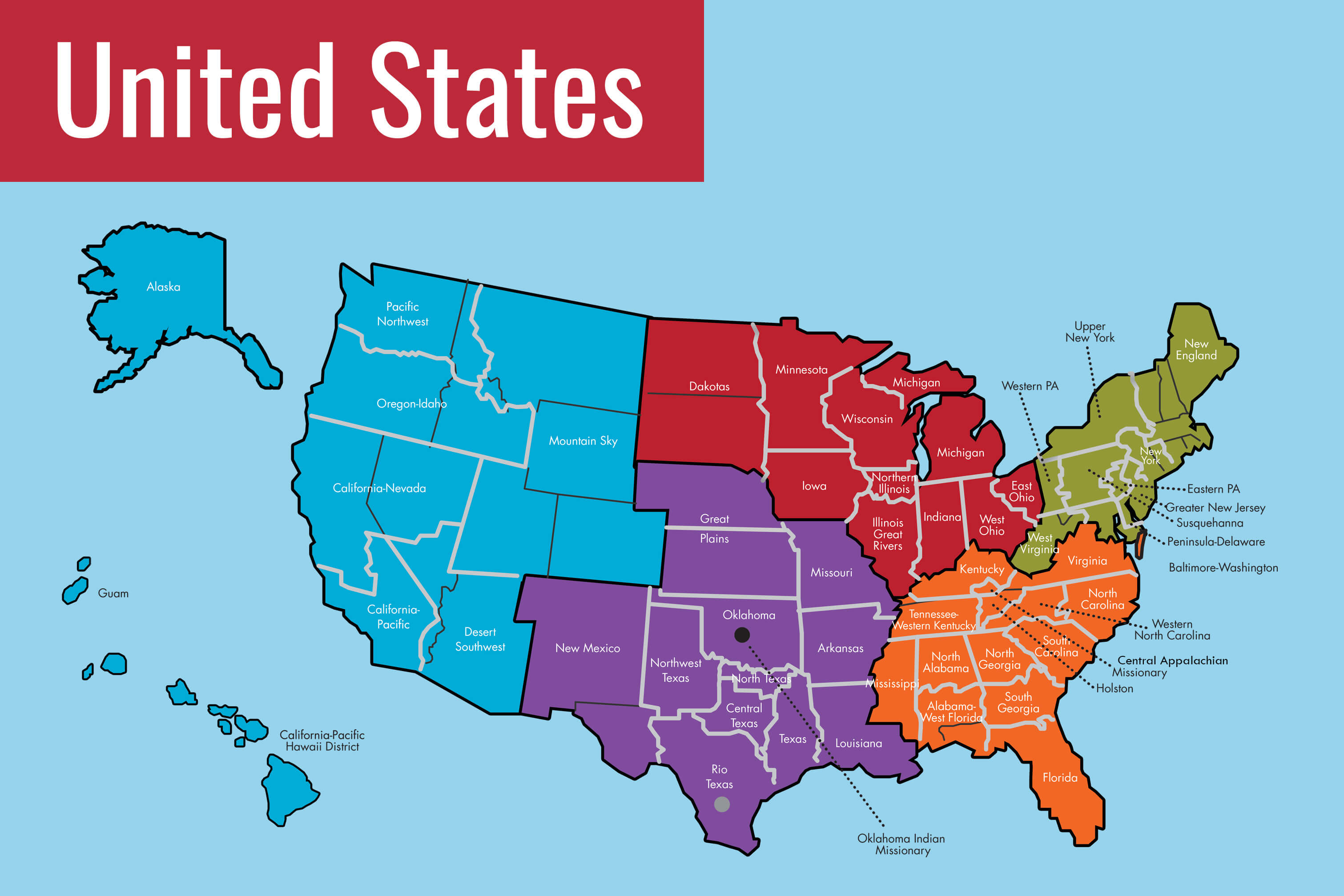 Map of U.S. jurisdictions, episcopal areas and annual conferences by United Methodist Communications