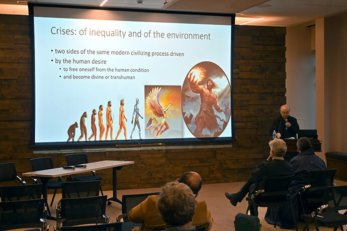 Liberation theologian Jung Mo Sung, professor of religion and culture at the Methodist University of São Paulo, speaks April 10 at Vanderbilt Divinity School. Photo by Jim Patterson, UM News.