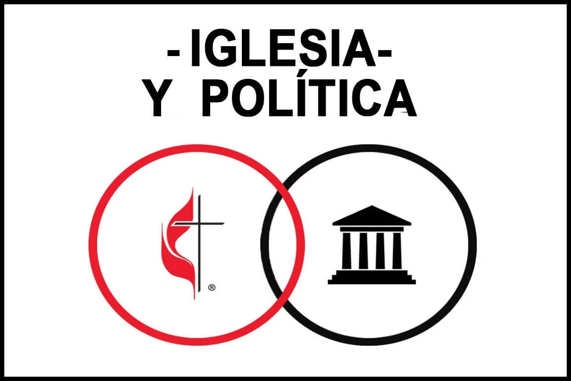Desde los inicios de la Iglesia, los/as metodistas han participado activamente en asuntos sociales y políticos para construir un mundo más pacífico y justo. Gráfico original de Laurens Glass, versión en español Rev. Gustavo Vasquez, Comunicaciones Metodistas Unidas.