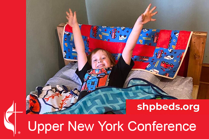 Sleep in Heavenly Peace is a nonprofit that builds and delivers beds to children who need them. Immanuel United Methodist Church in Camillus, New York, along with community volunteers, built 62 beds. Photo courtesy of Sleep in Heavenly Peace.