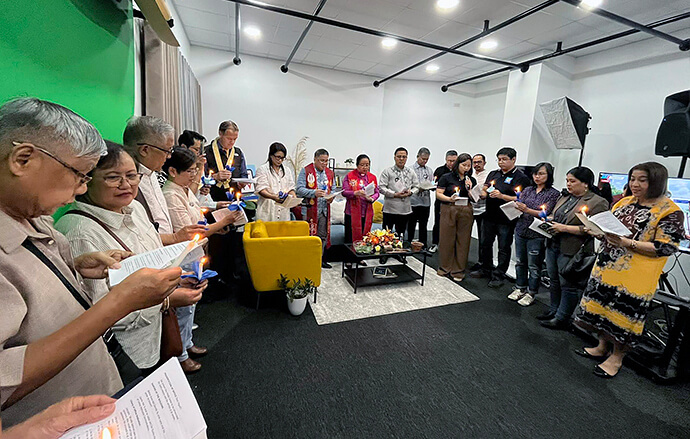 Participants, including all three bishops from the Philippines and representatives from United Methodist Communications, gather during the dedication of The United Methodist Church’s new UMC TV Studios in Manila, Philippines. Photo by Gladys P. Mangiduyos, UM News.