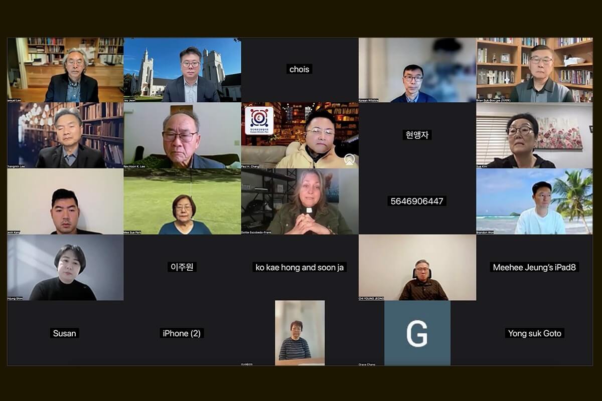 캘리포니아-태평양 연회 한인연합감리교회연합회 소속 목회자들과 교인들은 1월 13일 화상으로 기도회를 열고, 1월 26일을 “LA 산불 재해 특별주일”로 지정하여, 화재 피해자들을 위해 함께 기도하고, 화재 피해 지원 기금을 모으기로 하는 등 재난 극복을 위한 구체적인 실천에 나섰다. 사진은 줌으로 열린 기도회 모습. 제공, 캘리포니아-태평양 연회 한인연합감리교회연합회.