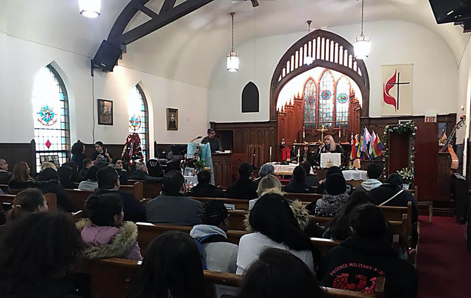 As igrejas Metodistas Unidas Lincoln e Adalberto partilham o mesmo santuário, que foi vandalizado em diversas ocasiões e está a ser assombrado, segundo testemunhas, por desconhecidos que fotografam e registam as instalações com o objectivo de intimidar através da Internet. Foto de arquivo cortesia da Igreja Metodista Unida Lincoln.