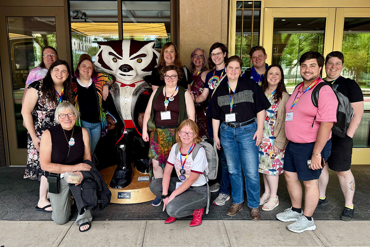 United Methodists interested in the work of the United Methodist Alliance for Transgender Inclusion pose together after a July 25 lunchtime meeting at the Reconciling Ministries Network’s 2025 Convocation in Madison, Wis. Photo by the Rev. Israel “Izzy” Alvaran, Reconciling Ministries Network.